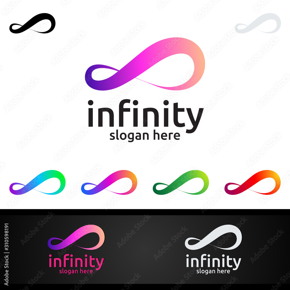 Infinity loop logo icon. Vector unlimited infinity, endless line shape sign - obrazy, fototapety, plakaty 