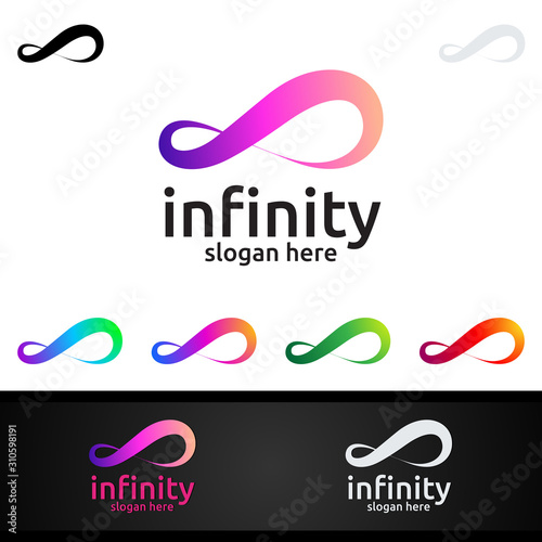 Infinity loop logo icon. Vector unlimited infinity, endless line shape sign