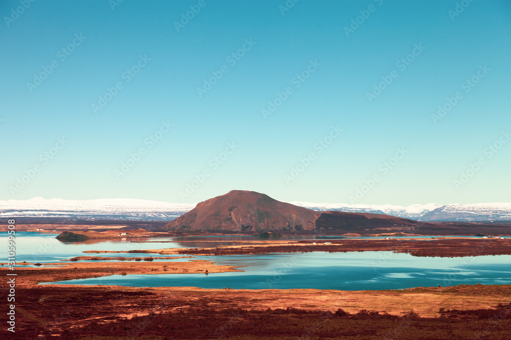Empty dramatic landscape of Iceland. Toned