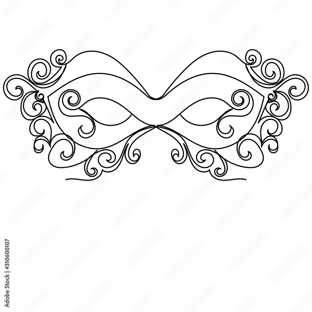 drawing with one continuous line carnival mask drawing with one continuous line carnival mask