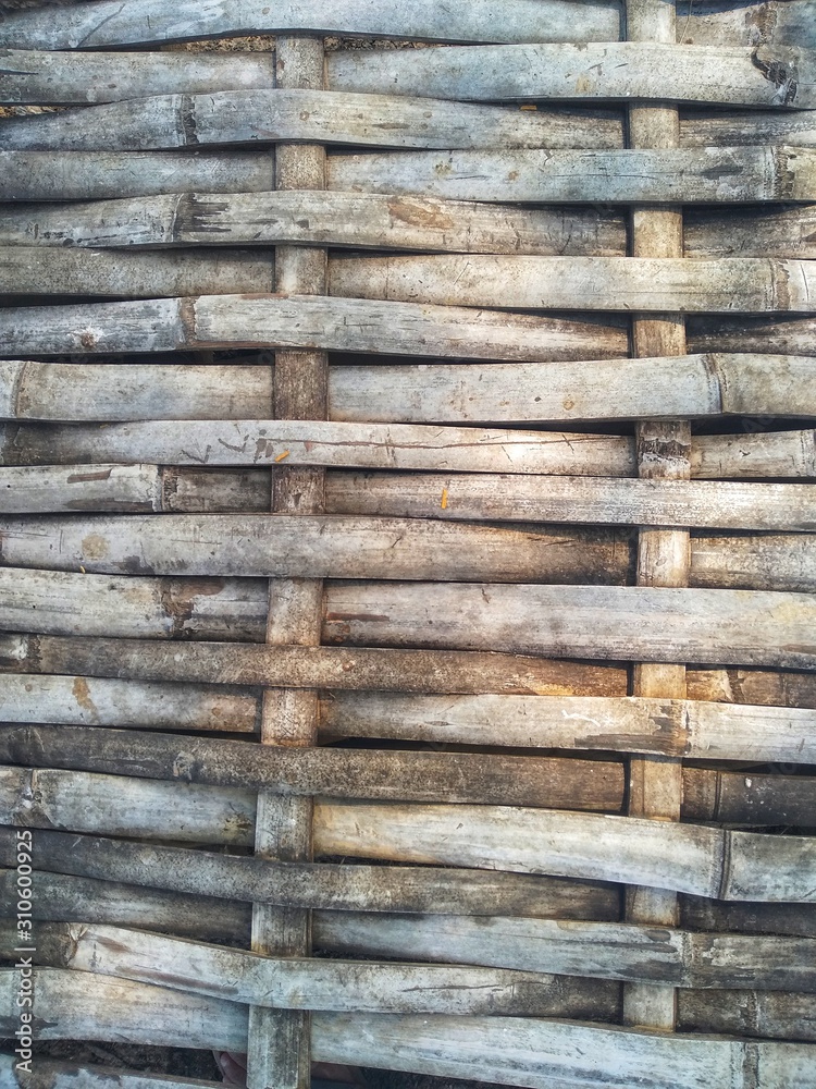 old planks of woven bamboo