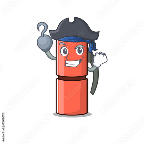 one hand Pirate thermos bottle Scroll cartoon style with hat
