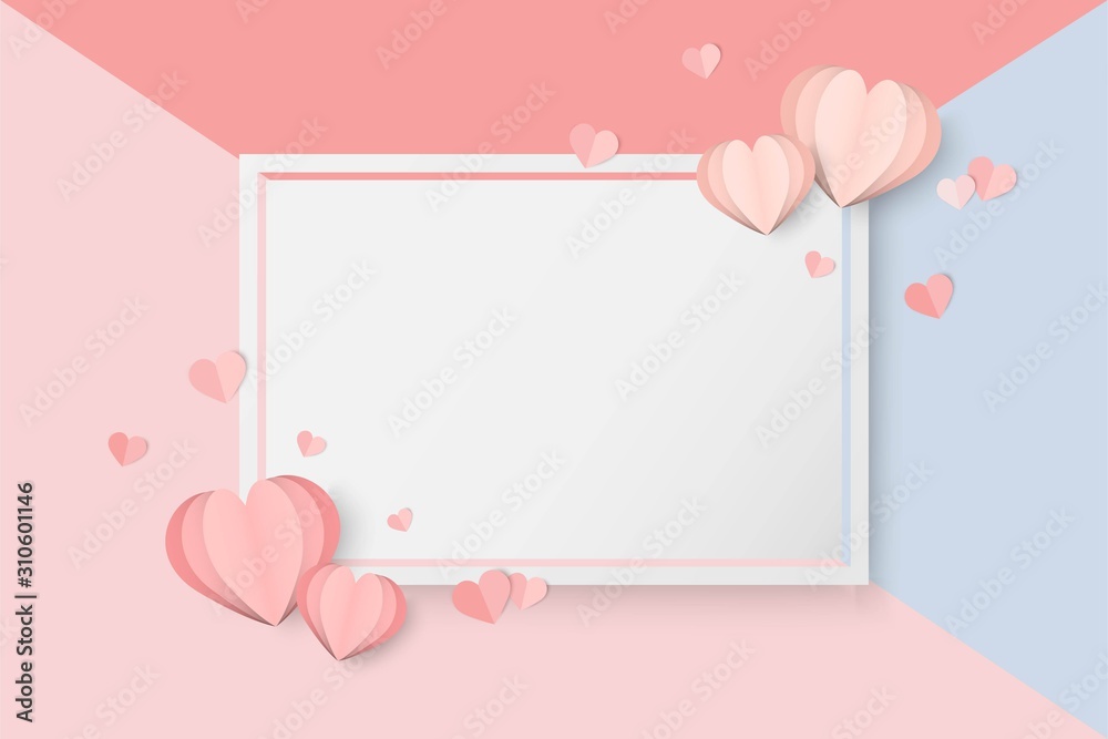 Valentines day pink vector background with heart shape