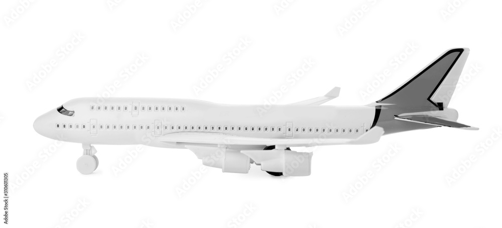 Toy plane isolated on white. Logistics and wholesale concept
