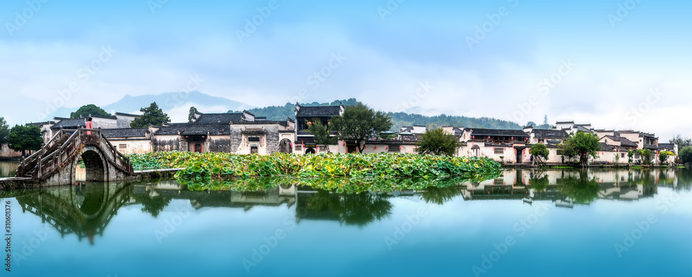 Panorama of Anhui Hongcun ancient town