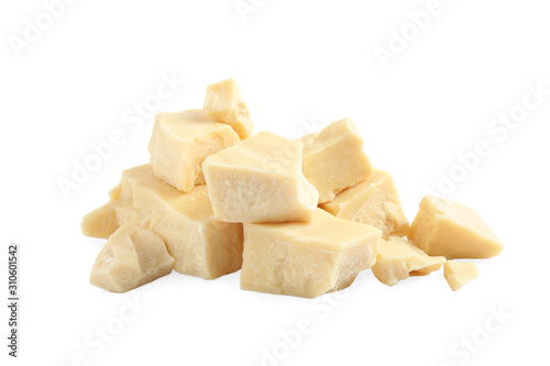 Aromatic organic cocoa butter isolated on white