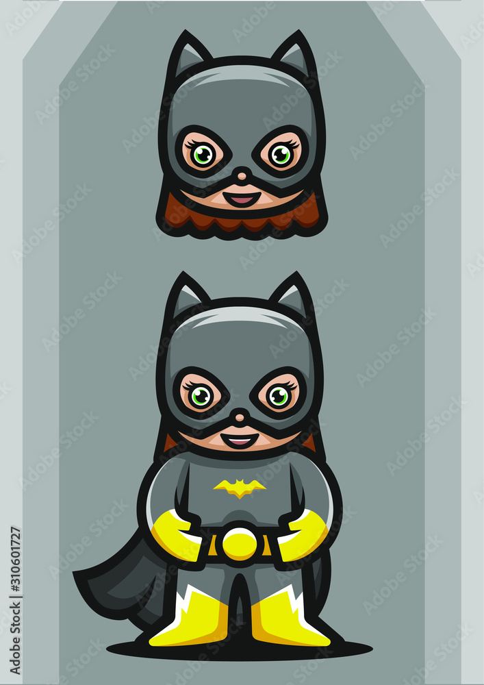 stock vector cute hero girl character mascot logo set. stock vector cute hero girl character mascot logo set.