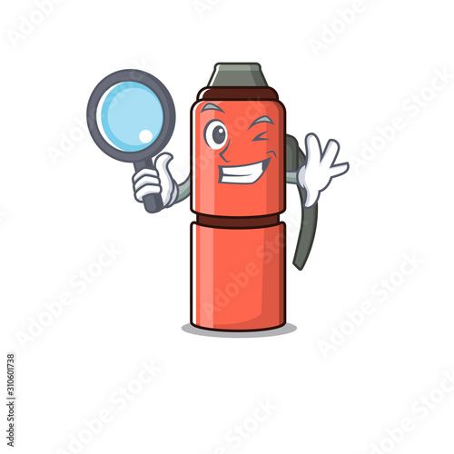 Smart thermos bottle Scroll Detective cartoon character design
