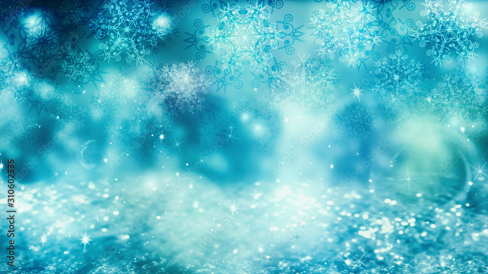 Brilliant festive winter background with neon glow. Falling snowflakes, blurry lights. Magic particles Brilliant festive winter background with neon glow. Falling snowflakes, blurry lights. Magic particles