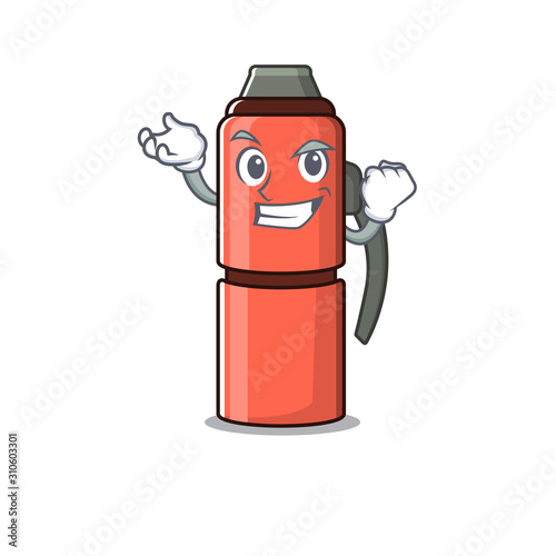 Happy confident Successful thermos bottle Scroll cartoon character style