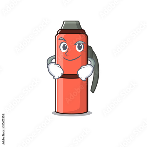 Cool thermos bottle Scroll mascot character with Smirking face