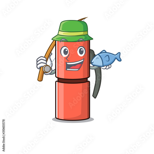 A Picture of funny Fishing thermos bottle Scroll design