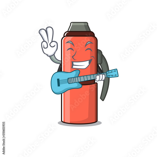 Supper cool thermos bottle Scroll cartoon performance with guitar