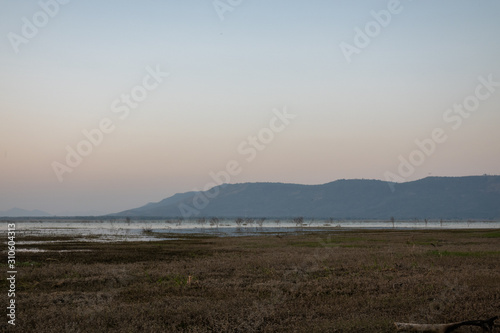 Sunset blue sky in countryside of Thailand.