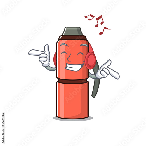 Listening music thermos bottle Scroll mascot cartoon character design