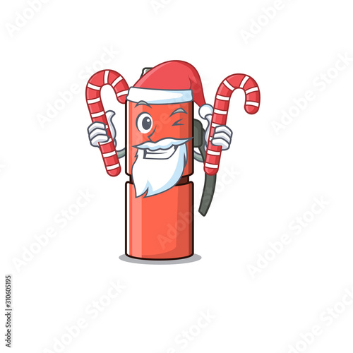 Happy thermos bottle Scroll Cartoon character in Santa with candy