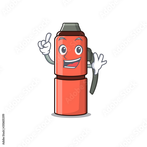 One Finger thermos bottle Scroll in mascot cartoon character style