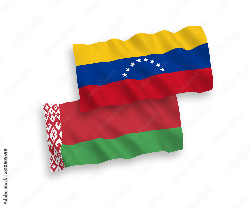 Flags of Venezuela and Belarus on a white background Flags of Venezuela and Belarus on a white background
