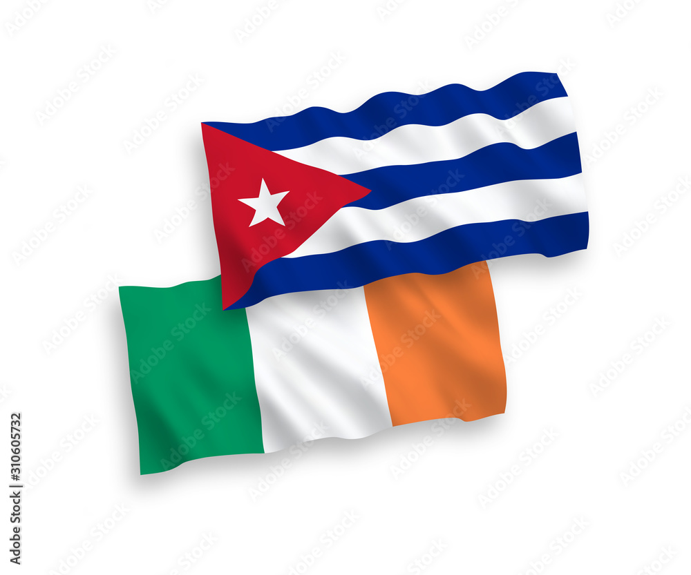 Flags of Ireland and Cuba on a white background Flags of Ireland and Cuba on a white background