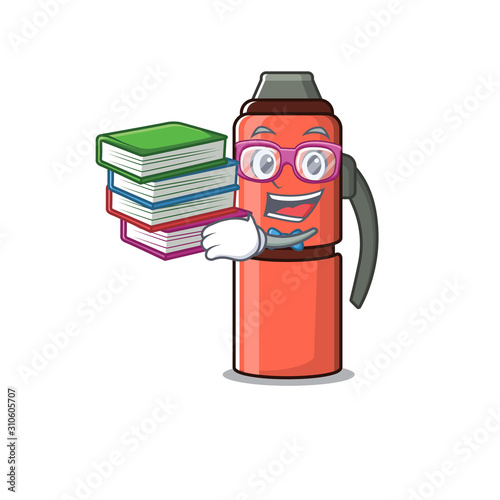 Smart Student thermos bottle Scroll mascot cartoon with book