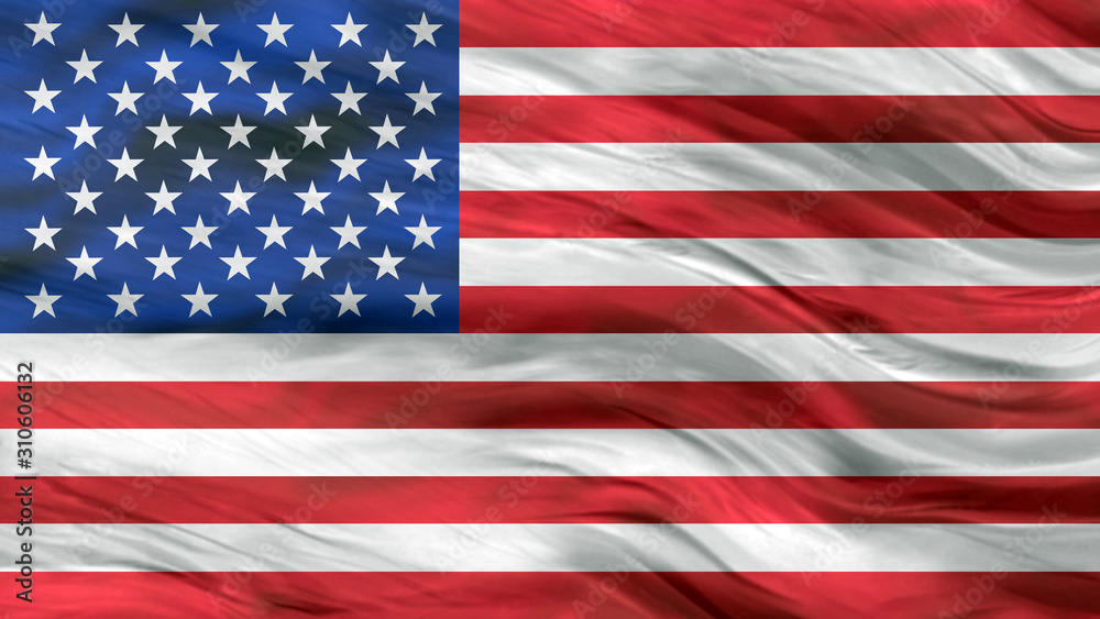 Fototapeta premium American flag of United States of America- waving flag, silky texture, colourful
