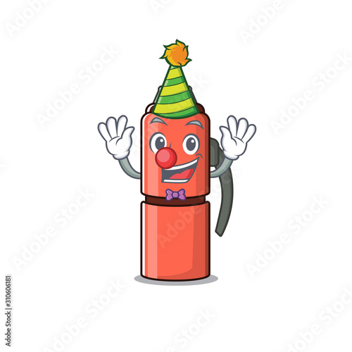 Cute and Funny Clown thermos bottle Scroll cartoon character mascot style