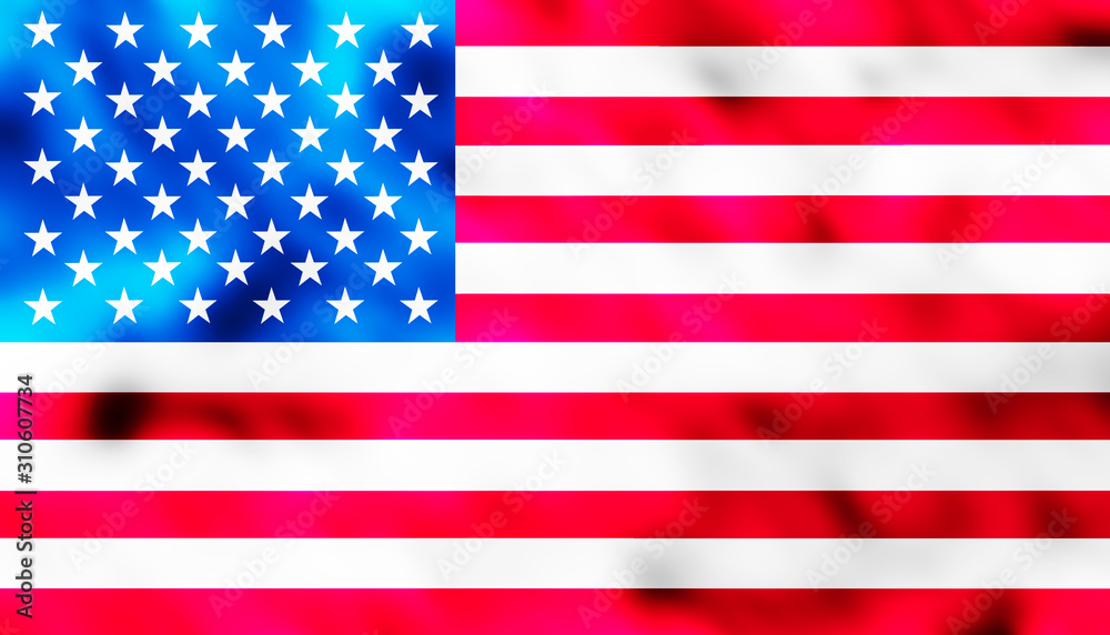 Fototapeta premium American flag of United States of America- waving flag, silky texture illustrated