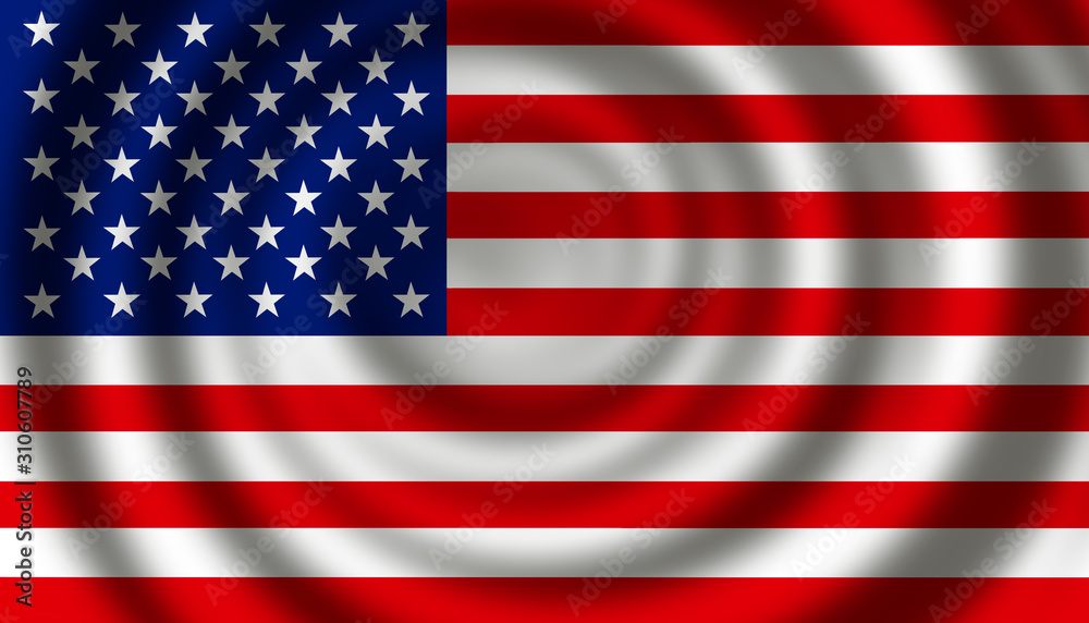 Naklejka premium American flag of United States of America- waving flag, silky texture illustrated