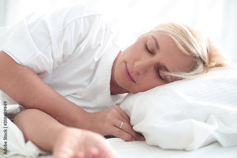 close up. portrait of a beautiful sleeping young woman close up. portrait of a beautiful sleeping young woman