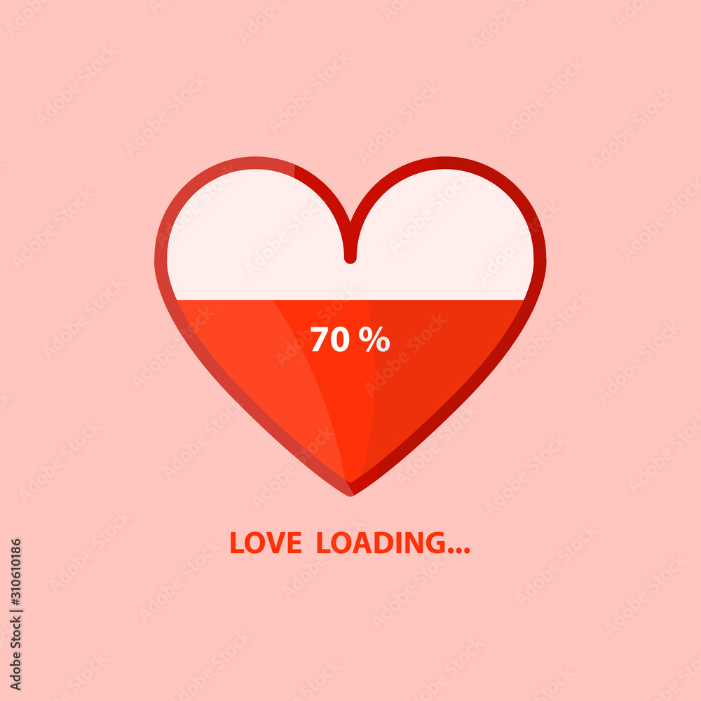 Love loading progress . Heart loading. illustration design