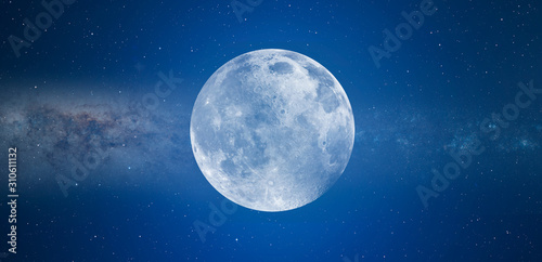 Full Blue Moon - blue background "Elements of this image furnished by NASA "