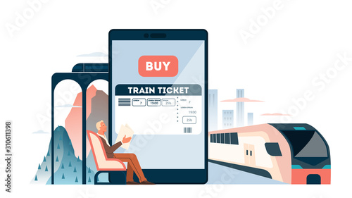 Book a train ticket online concept. Idea of travel and tourism.