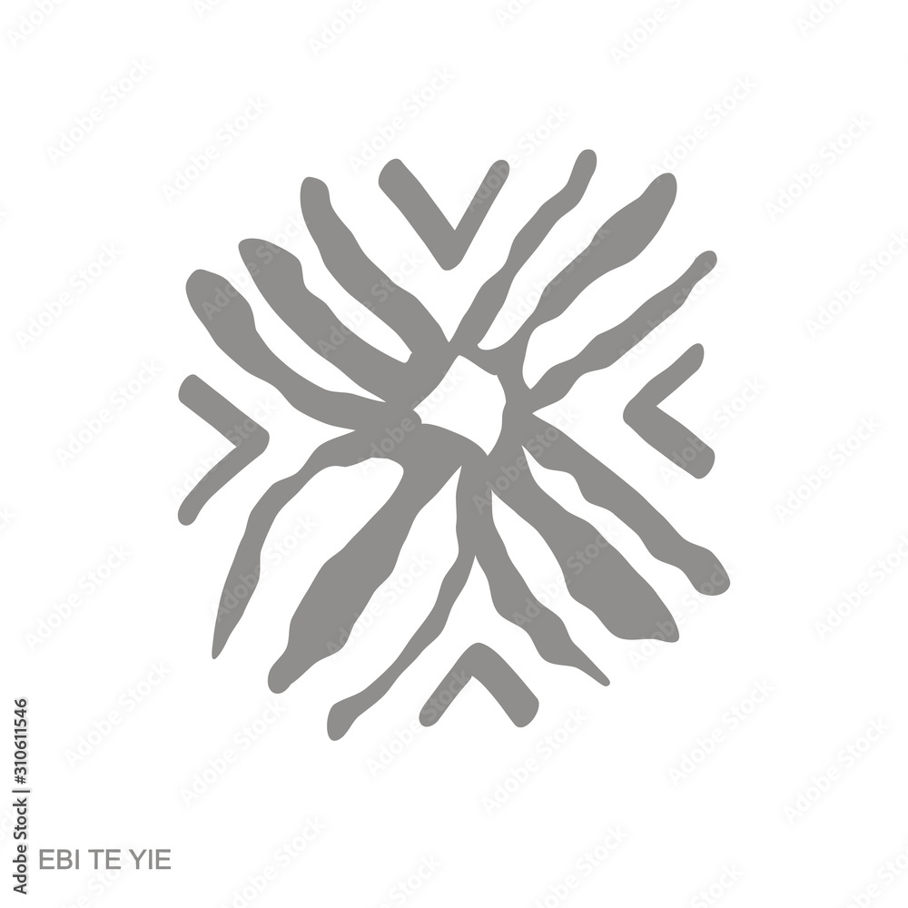 Vector monochrome icon with Adinkra symbol Ebi Te Yie