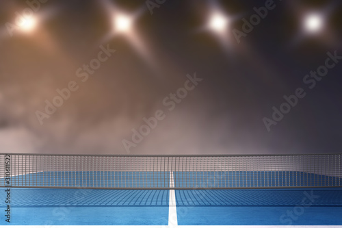 Table tennis with light from the spotlights