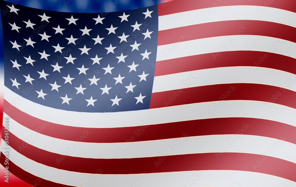 Naklejka premium American flag of United States of America- wavy flag, illustrated