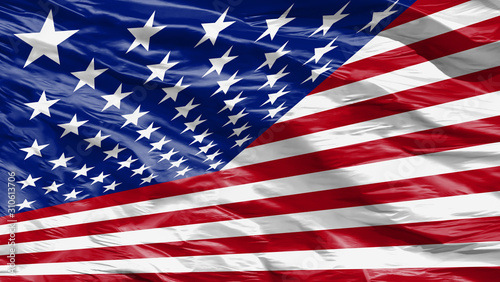 American flag of United States of America- close-up, silky texture, wavy flag, illustrated