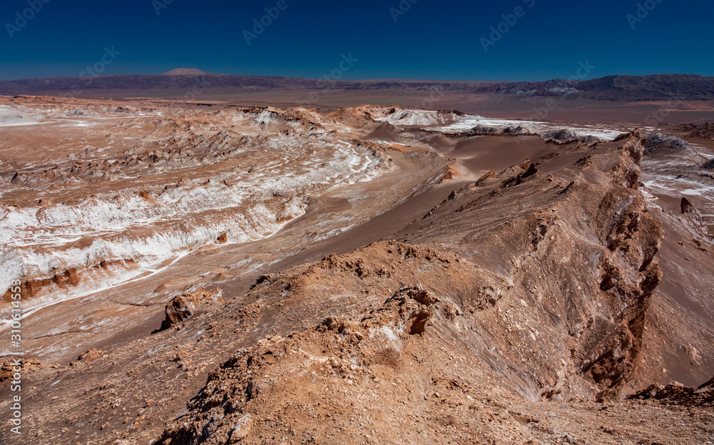 The absolutely dry and salt terrain of moon valley