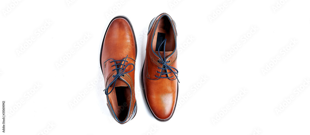 luxurious male brown male shoes isolated on the white background