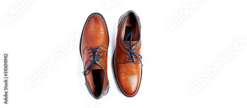 luxurious male brown male shoes isolated on the white background