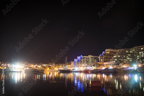 Boats in Eilat marina at night, Israel © snatalia