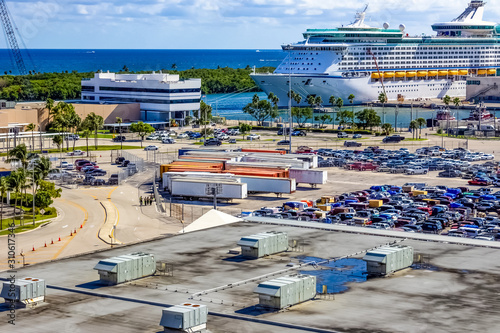 The view from a cruise ship of Port Everglades