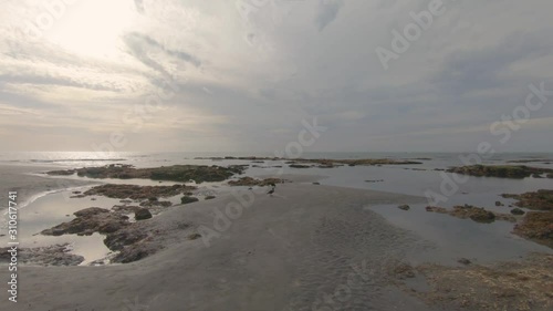 Wallpaper Mural Varied coastline, yellow rocks, sand and shiny sea water Torontodigital.ca