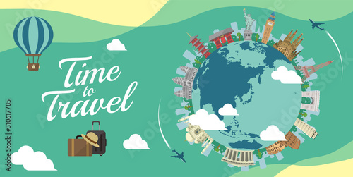 Travel, vacation, sightseeing banner vector illustration