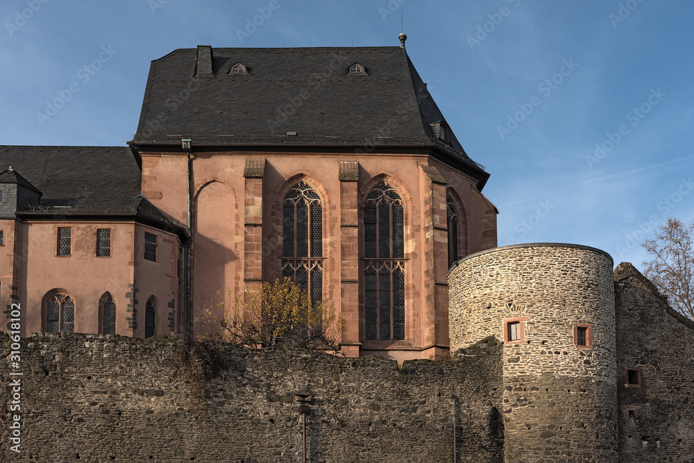 saint justinus church in winter in frankfurt höchst germany