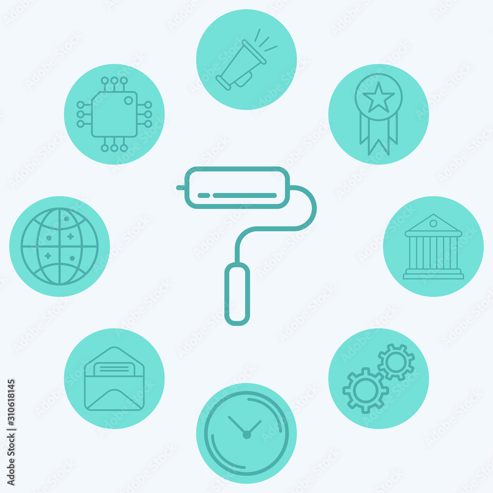 Paint roller vector icon sign symbol Paint roller vector icon sign symbol