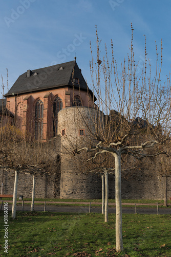 saint justinus church in winter in frankfurt höchst germany photo