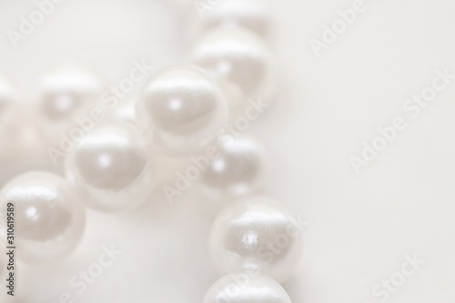 Pearl beads string jewelry isolated white background