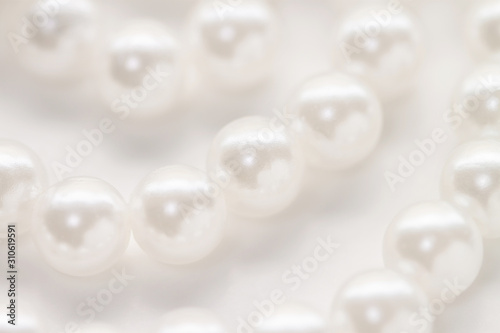 Pearl beads string nacrous jewelry isolated white background