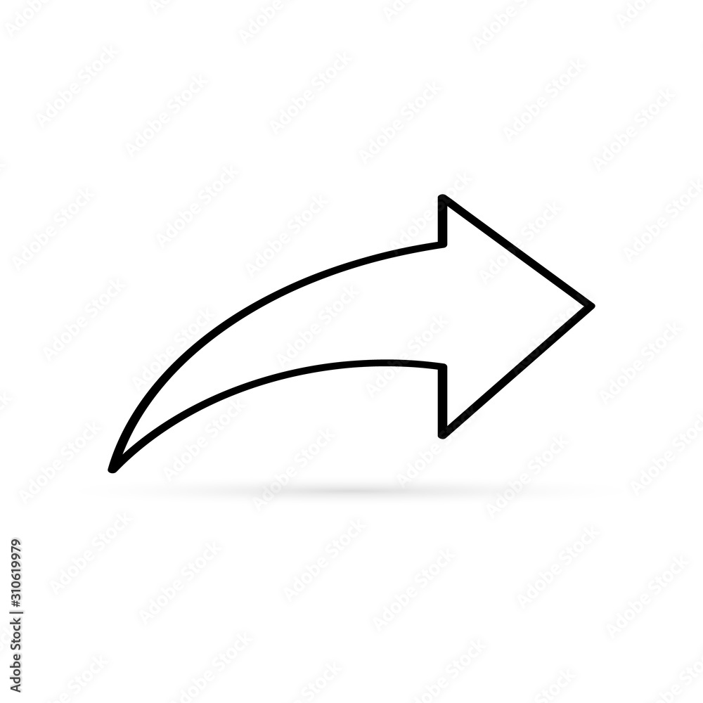 Arrow outline arrow icon isolated on white. Sketch circle arrow. Vector illustration Arrow outline arrow icon isolated on white. Sketch circle arrow. Vector illustration