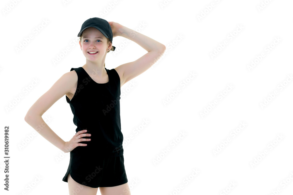 Schoolgirl, teenager girl studio photo in full growth. Isolated Schoolgirl, teenager girl studio photo in full growth. Isolated